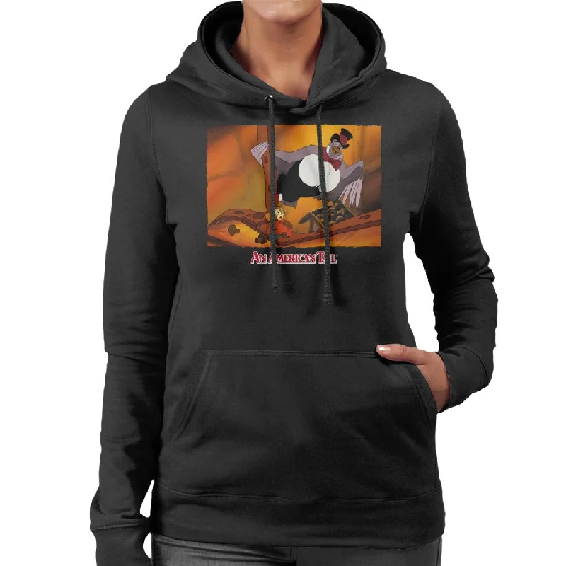 An American Tail Fieval And Henri Le Pigeon Women's Hooded Sweatshirt Hoodie with Mock Neck Collared Structured