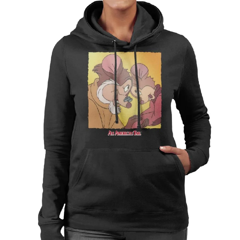 An American Tail Fieval And Papa Mousekewitz Women's Hooded Sweatshirt Hoodie with Hem Applique Textured Unique