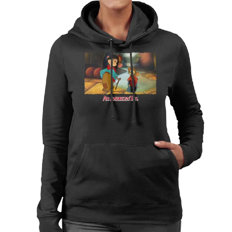 An American Tail Fieval And Tony Strolling Women's Hooded Sweatshirt Hoodie with Back Slit Movement Comfort