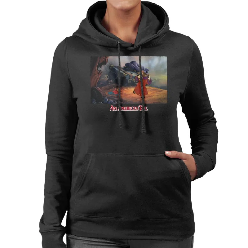 An American Tail Fieval And Warren T Rat Women's Hooded Sweatshirt Hoodie with Contrast Stitching Detailed Premium