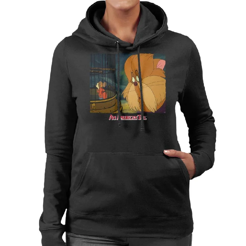 An American Tail Fieval In A Cage And Tiger Women's Hooded Sweatshirt Hoodie with Belted Waist Structured Tailored