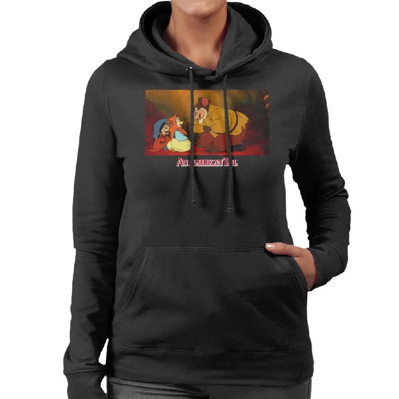 An American Tail Papa Talking To Tanya Women's Hooded Sweatshirt Hoodie with Puffed Sleeves Voluminous Trendy