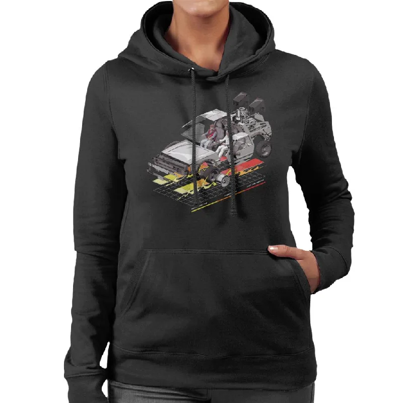 Back to the Future Delorean 3D Women's Hooded Sweatshirt Hoodie with Earth Tones Natural Calm