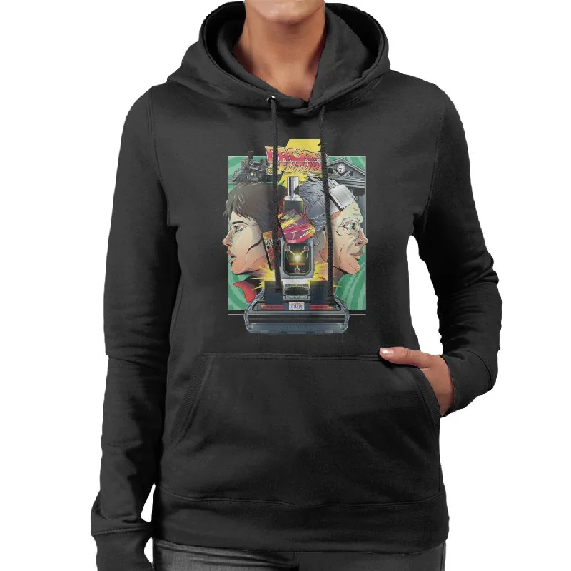 Back to the Future Doc Vs Marty Women's Hooded Sweatshirt Hoodie with Metallic Shiny Futuristic