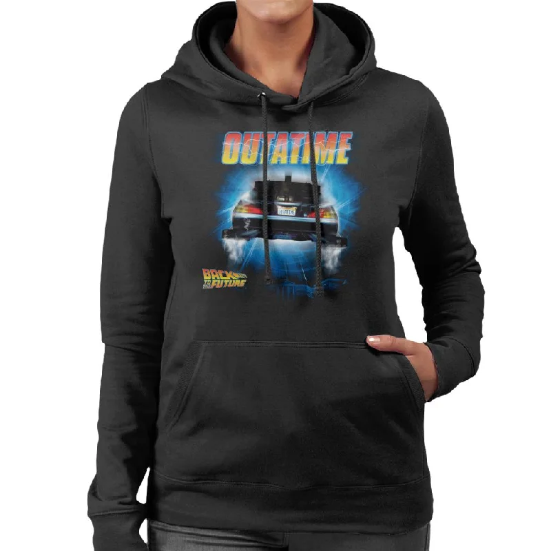 Back to the Future Outa Time Women's Hooded Sweatshirt Hoodie with Distressed Vintage Worn