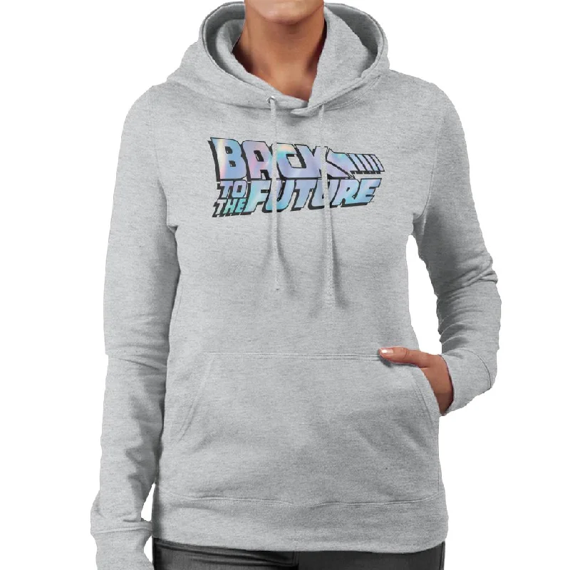 Back to the Future Pink Gradient Logo Women's Hooded Sweatshirt Hooded Sweatshirt Casual Wear Street Style