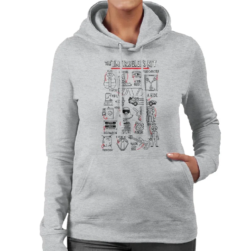 Back to the Future The Time Travelers Kit Women's Hooded Sweatshirt Hoodie with Applique Textured Unique