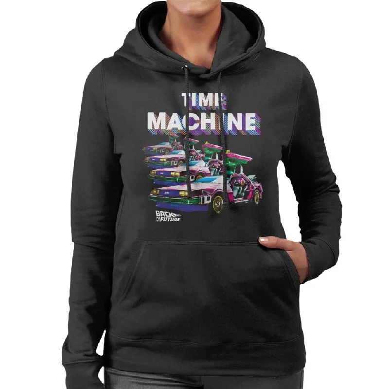 Back to the Future Time Machine Delorean Fade Women's Hooded Sweatshirt Hoodie with Fur Luxurious Winter