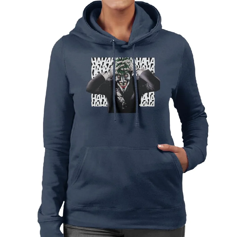 Batman Halloween Joker Hahaha Women's Hooded Sweatshirt Hoodie with V-Neck Classic Versatile