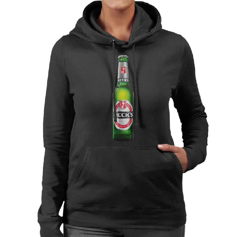 Beck's Bottle Women's Hooded Sweatshirt Hoodie with Contrast Stitching Detailed Premium