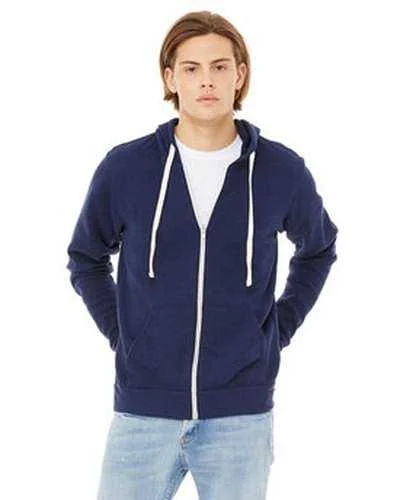 Bella + Canvas 3909 Unisex Triblend Sponge Fleece Full-Zip Hoodie - Navy Triblend Hoodie with Drawstring Waist Adjustable Fitted Bella + Canvas 3909 Unisex Triblend Sponge Fleece Full-Zip Hoodie - Navy Triblend Hoodie with Drawstring Waist Adjustable Fitted