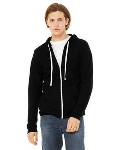 Bella + Canvas 3909 Unisex Triblend Sponge Fleece Full-Zip Hoodie - Solid Black Triblend Hoodie with Belted Waist Structured Tailored Bella + Canvas 3909 Unisex Triblend Sponge Fleece Full-Zip Hoodie - Solid Black Triblend Hoodie with Belted Waist Structured Tailored