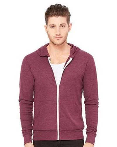 Bella + Canvas 3939 Unisex Triblend Full-Zip Lightweight Hoodie - Maroon Triblend Hoodie with Hem Fringe Bohemian Relaxed Bella + Canvas 3939 Unisex Triblend Full-Zip Lightweight Hoodie - Maroon Triblend Hoodie with Hem Fringe Bohemian Relaxed