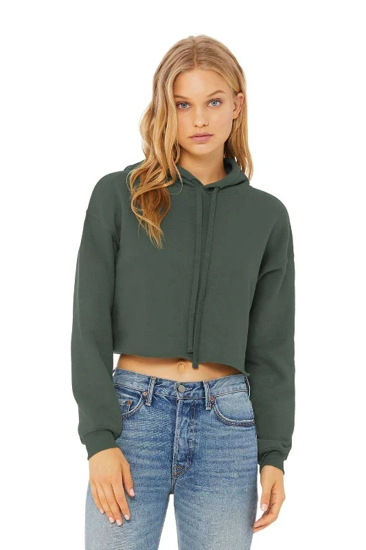 Bella + Canvas 7502 Women's Sponge Fleece Cropped Fleece Hoodie - Military Green Hoodie with Frayed Bohemian Relaxed Bella + Canvas 7502 Women's Sponge Fleece Cropped Fleece Hoodie - Military Green Hoodie with Frayed Bohemian Relaxed