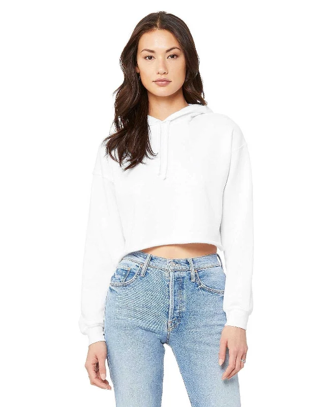 Bella + Canvas 7502 Women's Sponge Fleece Cropped Fleece Hoodie - White Hoodie with Ribbed Neckline Snug Warm Bella + Canvas 7502 Women's Sponge Fleece Cropped Fleece Hoodie - White Hoodie with Ribbed Neckline Snug Warm