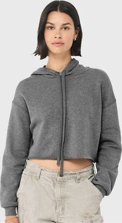 Bella + Canvas 7502 Women's Crop Fleece Hoodie - Deep Heather Hoodie with Hem Contrast Bold Stylish Bella + Canvas 7502 Women's Crop Fleece Hoodie - Deep Heather Hoodie with Hem Contrast Bold Stylish