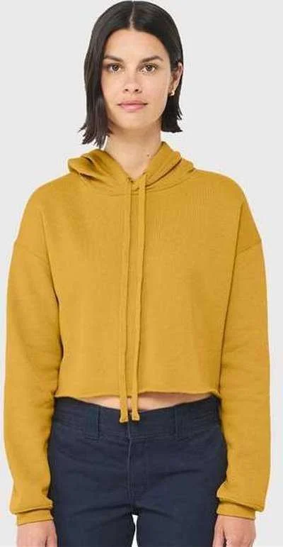 Bella + Canvas 7502 Women's Crop Fleece Hoodie - Heather Mustard Zip Hoodie Drawstring Kangaroo Pocket Bella + Canvas 7502 Women's Crop Fleece Hoodie - Heather Mustard Zip Hoodie Drawstring Kangaroo Pocket