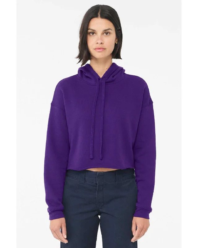Bella + Canvas 7502 Women's Crop Fleece Hoodie - Team Purple Hoodie with Strings Custom Fit Adjustable Bella + Canvas 7502 Women's Crop Fleece Hoodie - Team Purple Hoodie with Strings Custom Fit Adjustable