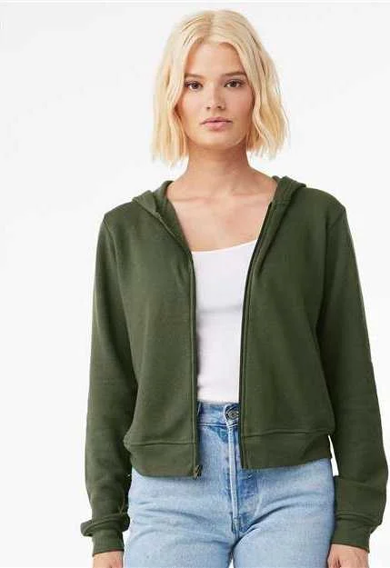 Bella + Canvas 7539 FWD Fashion Women's Sponge Fleece Full-Zip Hoodie - Military Green Oversized Hoodie Comfort Casual Bella + Canvas 7539 FWD Fashion Women's Sponge Fleece Full-Zip Hoodie - Military Green Oversized Hoodie Comfort Casual