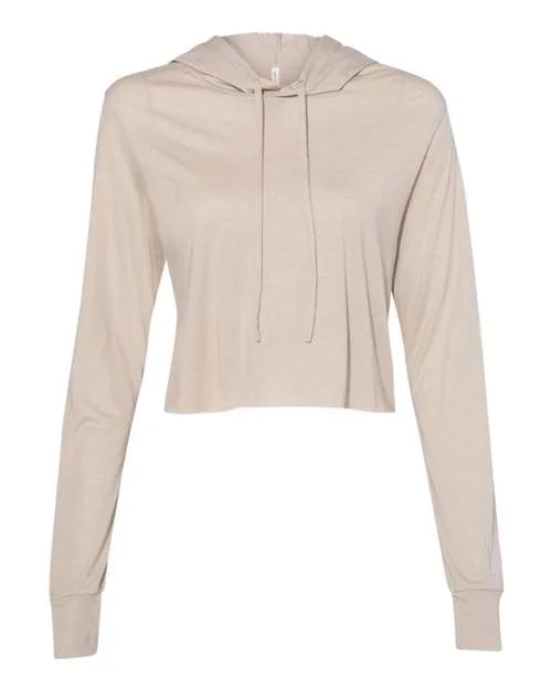 Bella + Canvas 8512 Womens Triblend Cropped Long Sleeve Hoodie - Tan Triblend Hoodie with Pattern Geometric Abstract Bella + Canvas 8512 Womens Triblend Cropped Long Sleeve Hoodie - Tan Triblend Hoodie with Pattern Geometric Abstract