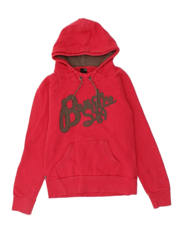 BENCH Womens Graphic Hoodie Jumper UK 12 Medium Pink Cotton Hoodie Dress Longline Feminine BENCH Womens Graphic Hoodie Jumper UK 12 Medium Pink Cotton Hoodie Dress Longline Feminine