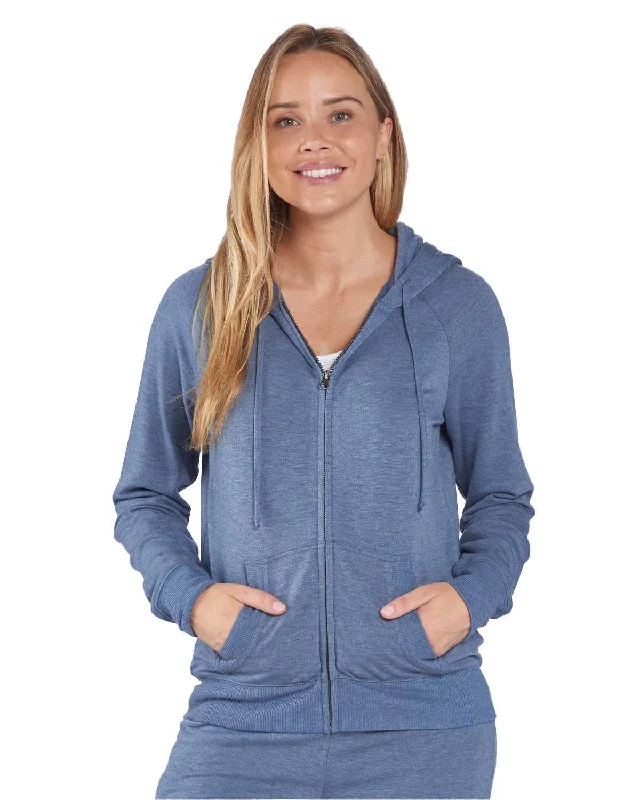 Boxercraft BW5201 Women's Dream Fleece Full-Zip Hooded Sweatshirt - Indigo Heather Hoodie with Monochrome Minimalist Simple Boxercraft BW5201 Women's Dream Fleece Full-Zip Hooded Sweatshirt - Indigo Heather Hoodie with Monochrome Minimalist Simple