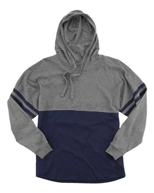 Boxercraft T18 Women's Hooded Pom Pom Jersey - Granite Navy Hoodie with Toggle Buttons Decorative Unique Boxercraft T18 Women's Hooded Pom Pom Jersey - Granite Navy Hoodie with Toggle Buttons Decorative Unique