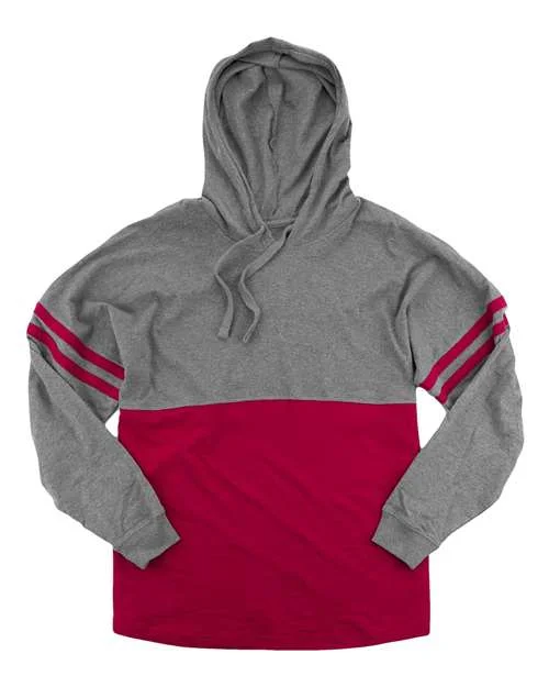 Boxercraft T18 Women's Hooded Pom Pom Jersey - Granite Red Hoodie with Velcro Closure Adjustable Secure