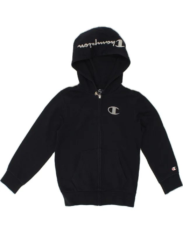 CHAMPION Boys Graphic Zip Hoodie Sweater 7-8 Years Small Navy Blue Hoodie with Side Slits Relaxed Casual CHAMPION Boys Graphic Zip Hoodie Sweater 7-8 Years Small Navy Blue Hoodie with Side Slits Relaxed Casual