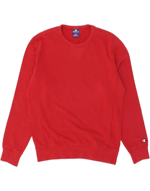 CHAMPION Mens Sweatshirt Jumper Small Red Hoodie with Mesh Breathable Sporty