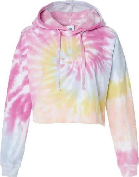 Colortone 8333 Women's Tie-Dyed Crop Hooded Sweatshirt - Desert Rose Hoodie with Distressed Vintage Worn Colortone 8333 Women's Tie-Dyed Crop Hooded Sweatshirt - Desert Rose Hoodie with Distressed Vintage Worn