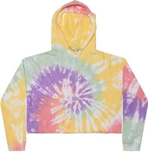 Colortone 8333 Women's Tie-Dyed Crop Hooded Sweatshirt - Zen Rainbow Hoodie with Cropped Fit Short Trendy Colortone 8333 Women's Tie-Dyed Crop Hooded Sweatshirt - Zen Rainbow Hoodie with Cropped Fit Short Trendy