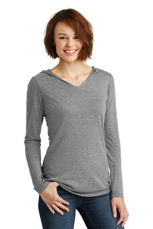 District DM139L Women's Perfect Tri Long Sleeve Hoodie - Gray Frost Hoodie with Embroidery Detailed Premium District DM139L Women's Perfect Tri Long Sleeve Hoodie - Gray Frost Hoodie with Embroidery Detailed Premium