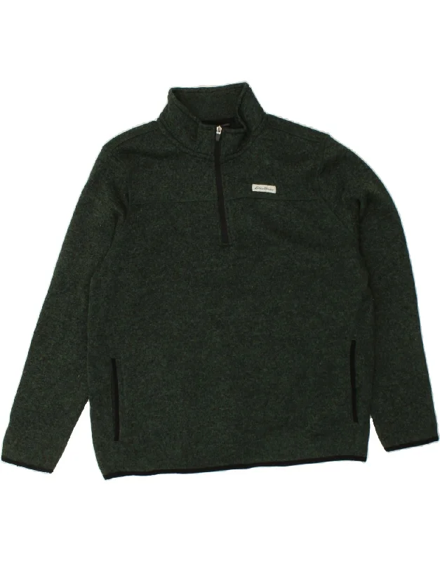 EDDIE BAUER Mens Zip Neck Sweatshirt Jumper XL Green Polyester Hoodie with Mock Neck Collared Structured EDDIE BAUER Mens Zip Neck Sweatshirt Jumper XL Green Polyester Hoodie with Mock Neck Collared Structured