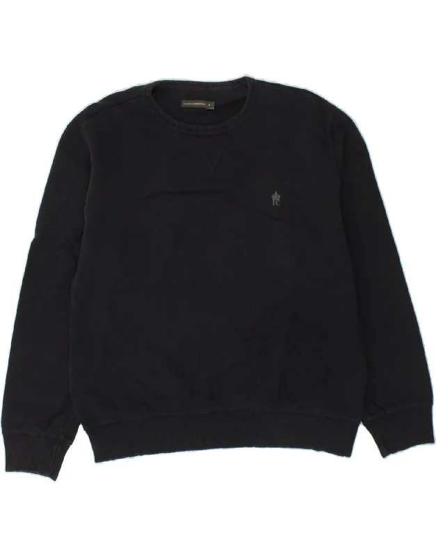 FRENCH CONNECTION Mens Sweatshirt Jumper XL Navy Blue Cotton Hoodie with Button Placket Classic Preppy FRENCH CONNECTION Mens Sweatshirt Jumper XL Navy Blue Cotton Hoodie with Button Placket Classic Preppy