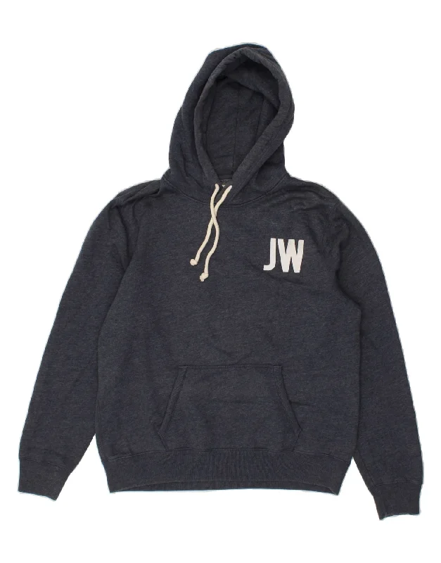 JACK WILLS Mens Graphic Hoodie Jumper Large Navy Blue Flecked Hoodie with Zipper Versatile Modern