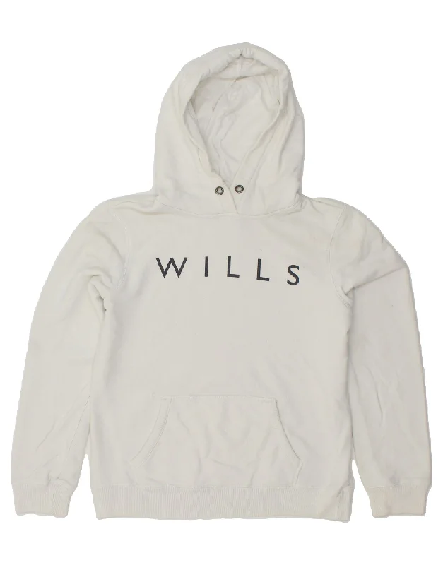 JACK WILLS Womens Classic Fit Graphic Hoodie Jumper UK 12 Medium  White Hoodie with Rhinestones Sparkly Elegant