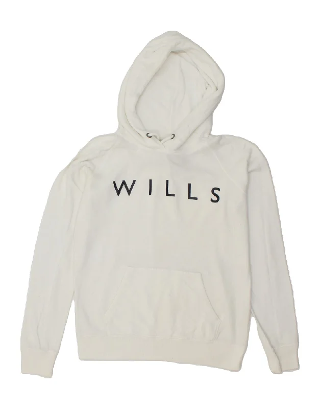 JACK WILLS Womens Oversized Graphic Hoodie Jumper UK 10 Small  White Hoodie with Emblem Brand Identity