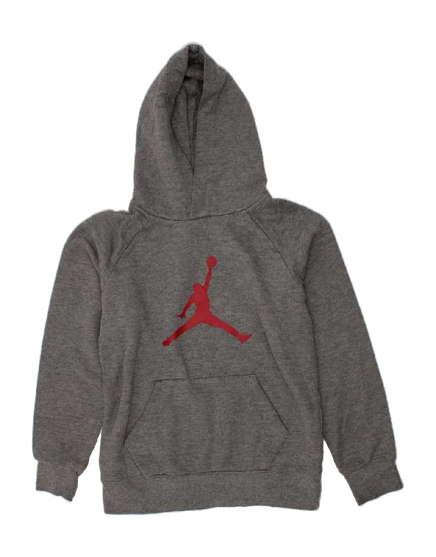 JORDAN Boys Graphic Hoodie Jumper 10-11 Years Medium Grey Cotton Hoodie with Metallic Shiny Futuristic JORDAN Boys Graphic Hoodie Jumper 10-11 Years Medium Grey Cotton Hoodie with Metallic Shiny Futuristic