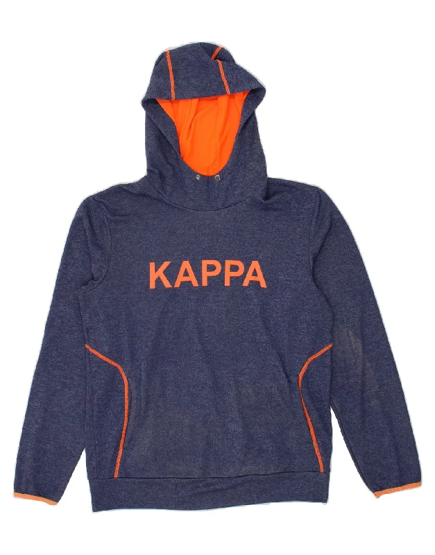 KAPPA Mens Graphic Hoodie Jumper Medium Navy Blue Hoodie with Pocket Utility Practical