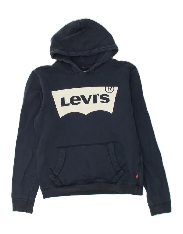 LEVI'S Boys Graphic Hoodie Jumper 15-16 Years Navy Blue Hoodie with Turtle Neck Cozy Winter LEVI'S Boys Graphic Hoodie Jumper 15-16 Years Navy Blue Hoodie with Turtle Neck Cozy Winter