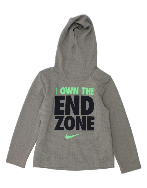 NIKE Boys Dri Fit Graphic Hoodie Jumper 6-7 Years Large Grey Polyester Hoodie with Cropped Fit Short Trendy NIKE Boys Dri Fit Graphic Hoodie Jumper 6-7 Years Large Grey Polyester Hoodie with Cropped Fit Short Trendy