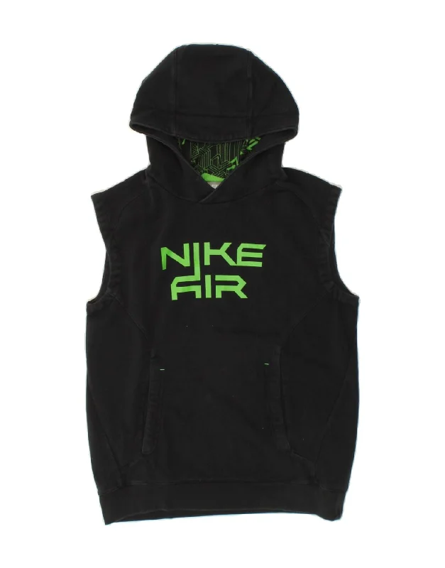 NIKE Boys Graphic Sleeveless Hoodie Jumper 12-13 Years Large Black Cotton Hoodie with Hem Drawcord Adjustable Customizable NIKE Boys Graphic Sleeveless Hoodie Jumper 12-13 Years Large Black Cotton Hoodie with Hem Drawcord Adjustable Customizable