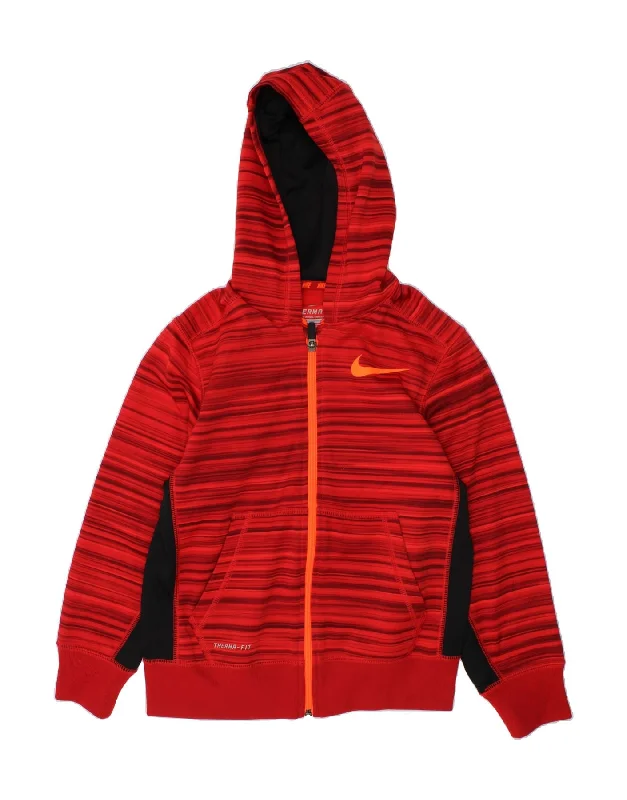 NIKE Boys Therma-Fit Zip Hoodie Sweater 8-9 Years Small Red Colourblock Hoodie with High Neck Warm Protective NIKE Boys Therma-Fit Zip Hoodie Sweater 8-9 Years Small Red Colourblock Hoodie with High Neck Warm Protective