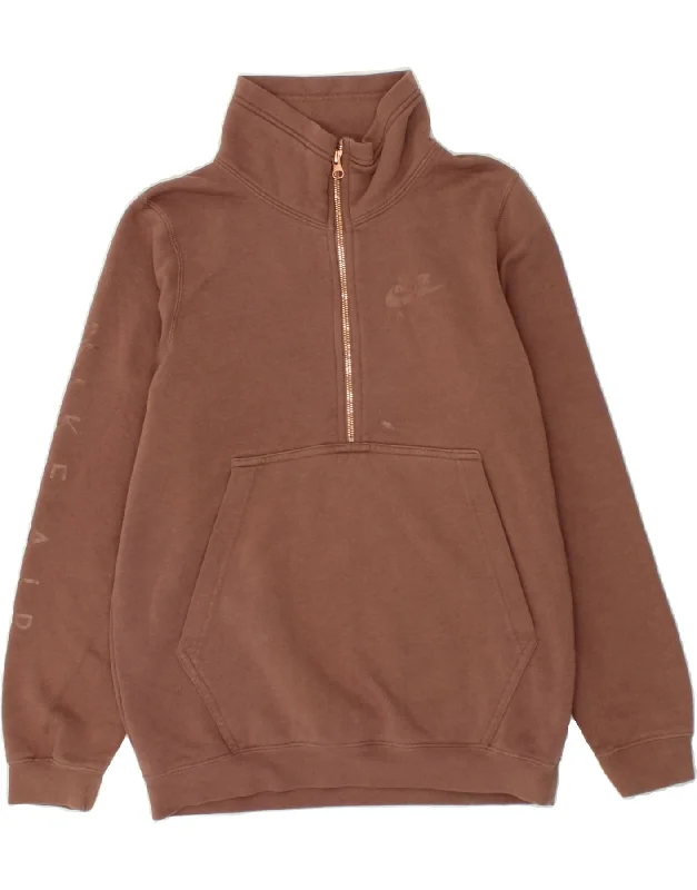 NIKE Mens Graphic Zip Neck Sweatshirt Jumper XS Brown Cotton Hoodie with Ribbed Cuffs Snug Fit Comfort NIKE Mens Graphic Zip Neck Sweatshirt Jumper XS Brown Cotton Hoodie with Ribbed Cuffs Snug Fit Comfort
