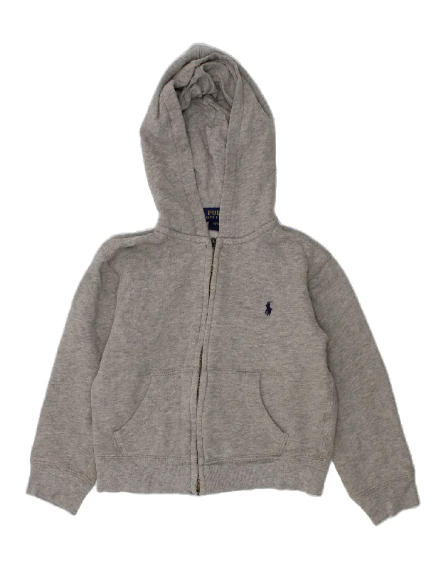 POLO RALPH LAUREN Boys Zip Hoodie Sweater 3-4 Years Grey Cotton Hoodie with Emblem Brand Identity POLO RALPH LAUREN Boys Zip Hoodie Sweater 3-4 Years Grey Cotton Hoodie with Emblem Brand Identity