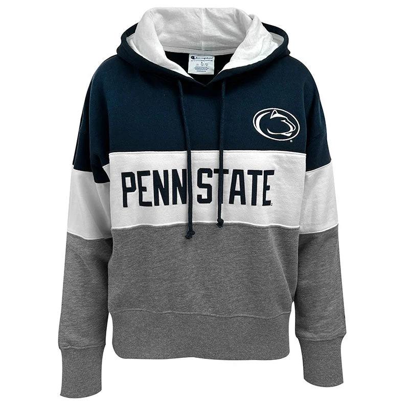 Ladies PSU Super Fan Color-block Hoodie Hoodie with Belted Waist Structured Tailored