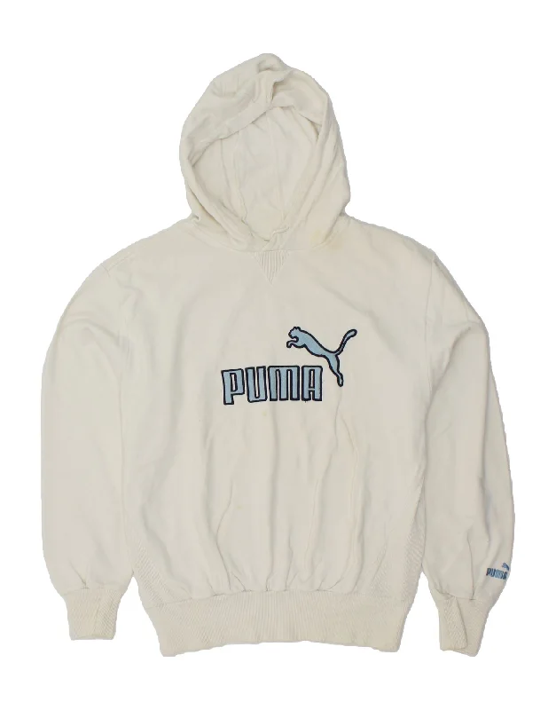 PUMA Mens Graphic Hoodie Jumper Large Off White Hoodie with Gradient Ombre Colorful