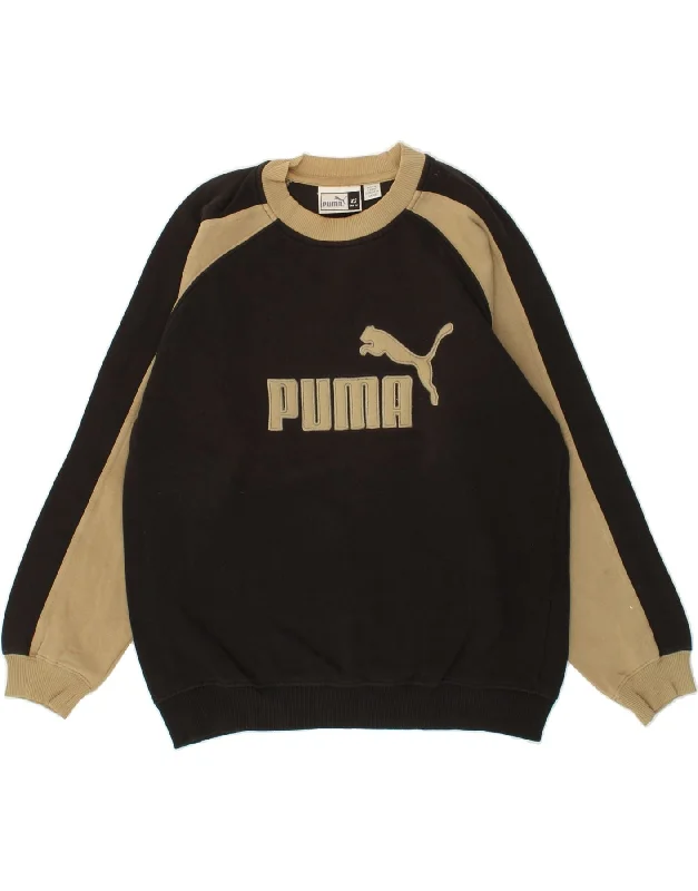 PUMA Mens Graphic Sweatshirt Jumper XS Black Colourblock Hoodie Dress Longline Feminine