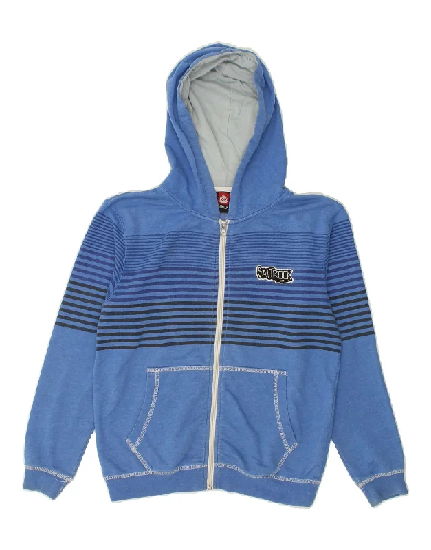 SALTROCK Boys Graphic Zip Hoodie Sweater 7-8 Years Blue Striped Cotton Hoodie with Cuffed Sleeves Snug Secure